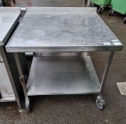 Stainless steel 2 tier mobile workbench - 90x90x85cm