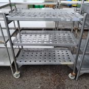 Stainless steel 3 tier shelving, on wheels - 120x60x135cm