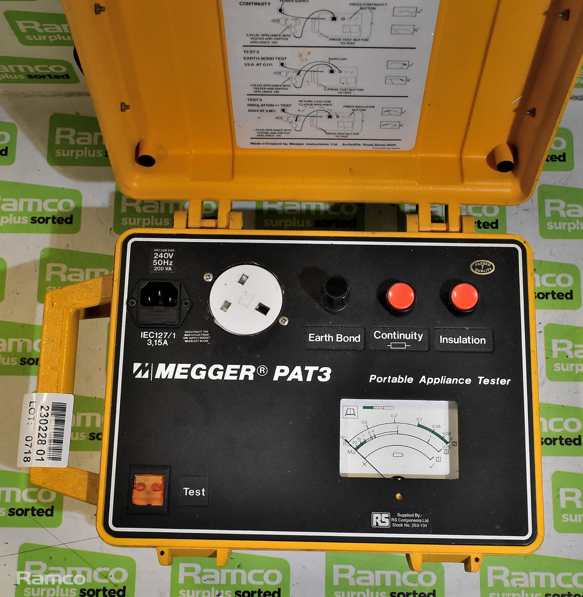 Megger PAT3 portable appliance tester - Image 2 of 4
