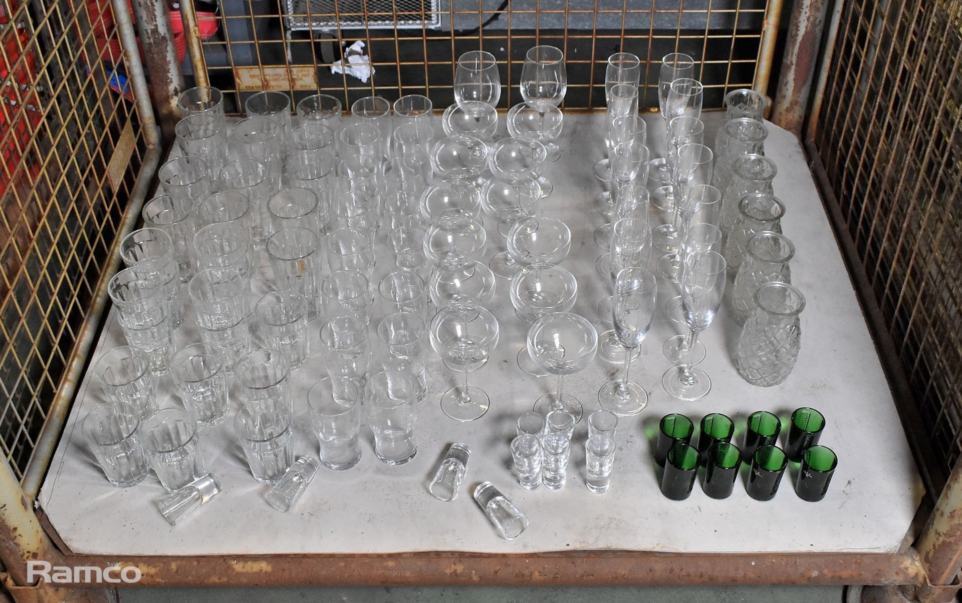 Drinking glasses of multiple types, shapes and capacities