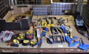 Mixed hand tools - Allen keys, hammers, tape measures, saws, drill bits