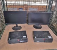 2x Lenovo M710s Thinkcentre Computer Units with Monitors