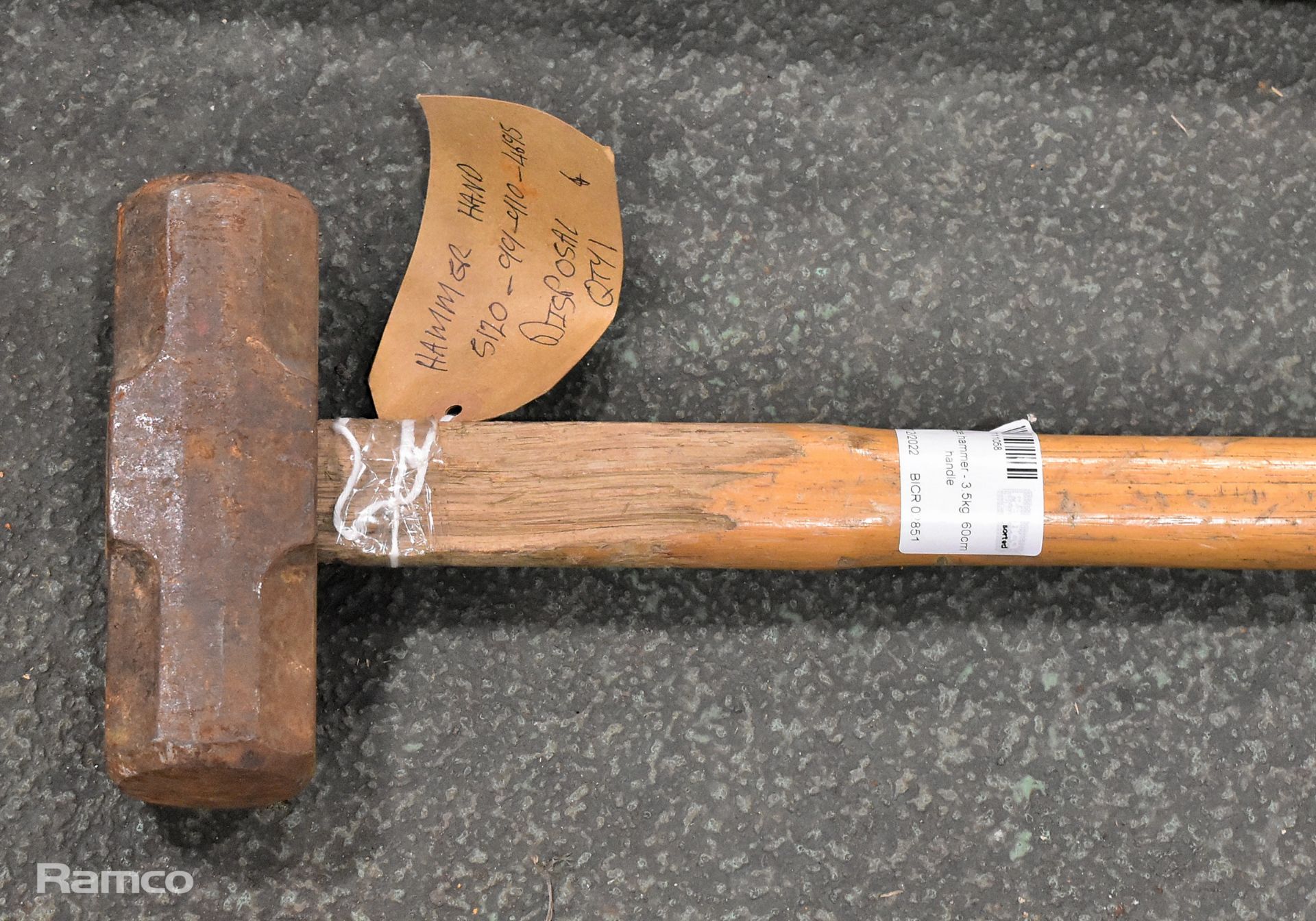 Sledge hammer - 3.5kg, 60cm handle, Metal picket post driver - Image 2 of 3
