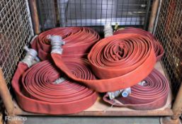 5x Angus Duraline BS 6391 2009 Type 3 31015 Layflat Fire Hoses - approx. 22.5m long, 70mm diameter