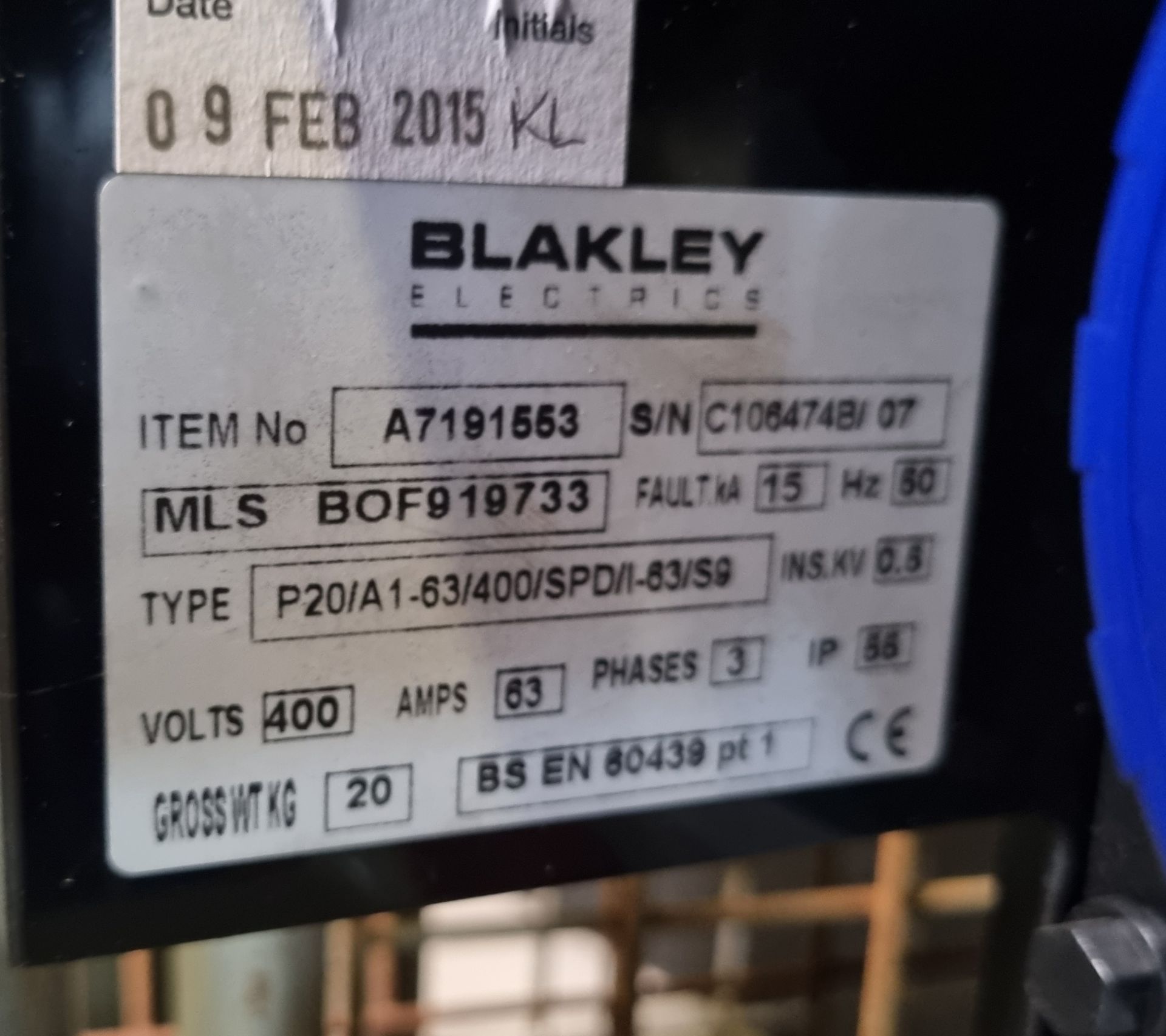 Blakley Insulated Distribution Assembly P20/A1-63/400/SPD/I-63/S9 - Image 3 of 3