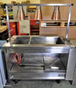 Food serving / carvery unit with hot cupboard, bain marie and heat lamps
