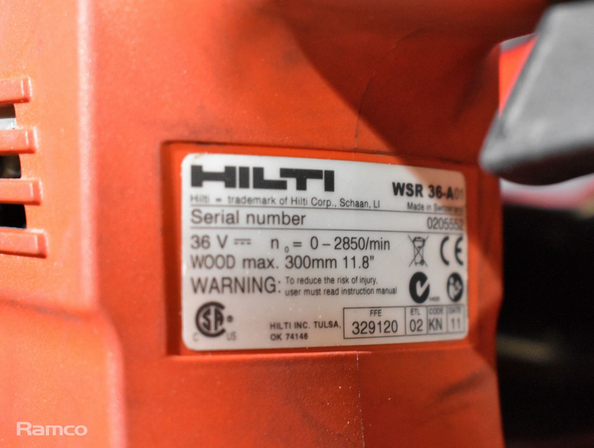 HILTI WSR 36-A heavy duty reciprocating saw in hard carry case - Image 4 of 5