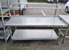 Stainless steel 2 tier servery stand - 180x75x140cm