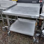 Stainless steel 2 tier mobile workbench - 90 x 90 x 85cm