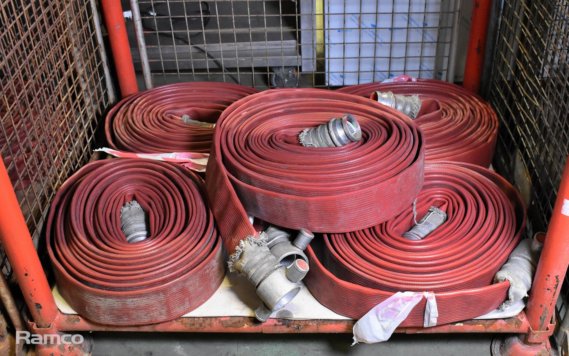 5x Angus Duraline BS 6391 2009 Type 3 31015 Layflat Fire Hoses - approx. 22.5m long, 70mm diameter