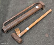 Sledge hammer - 3.5kg, 60cm handle, Metal picket post driver