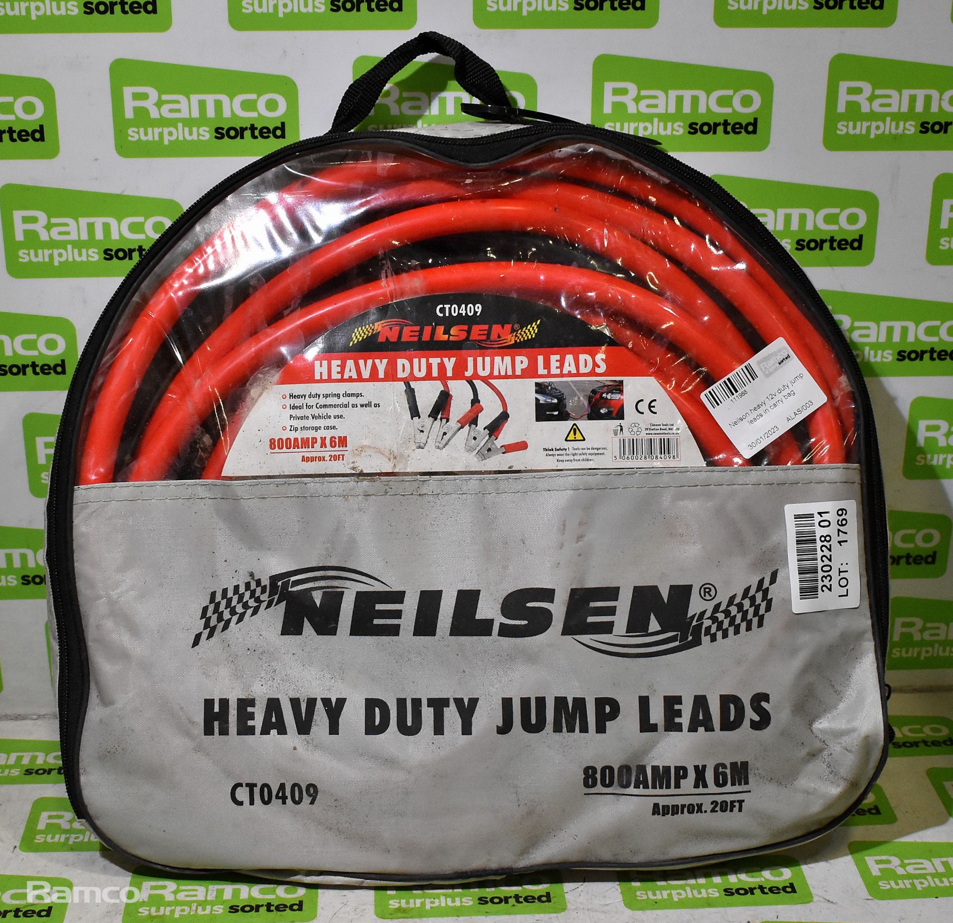 Neilson heavy 12v duty jump leads in carry bag