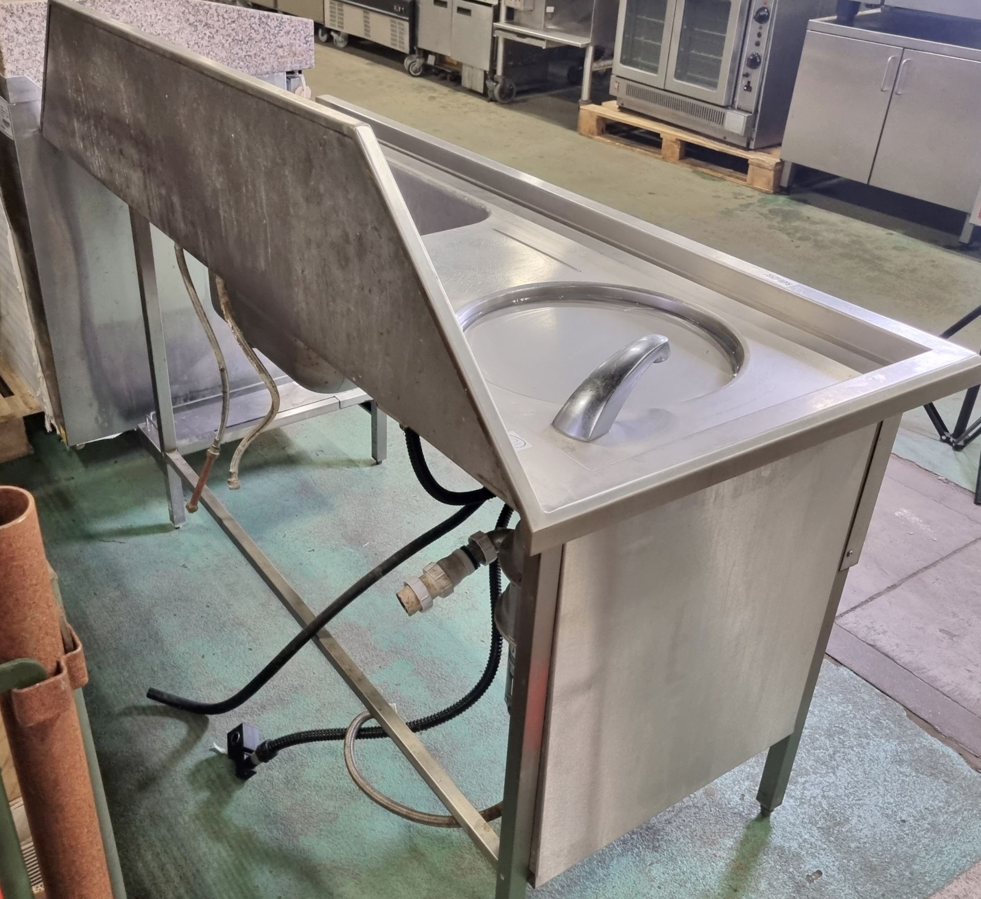 Stainless steel sink unit with waste disposal (currently sealed) - 165 x 70 x 120cm - Bild 9 aus 9