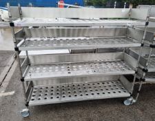 Stainless steel 4 tier mobile shelving - L180 x W60 x H167cm