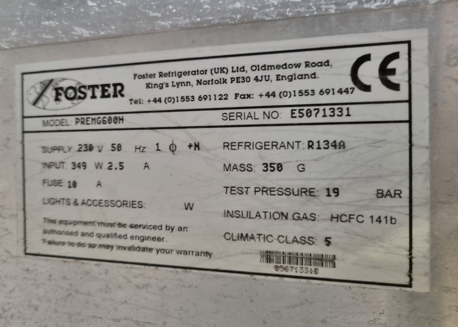 Foster PREMG600H single refrigerator - Image 4 of 4