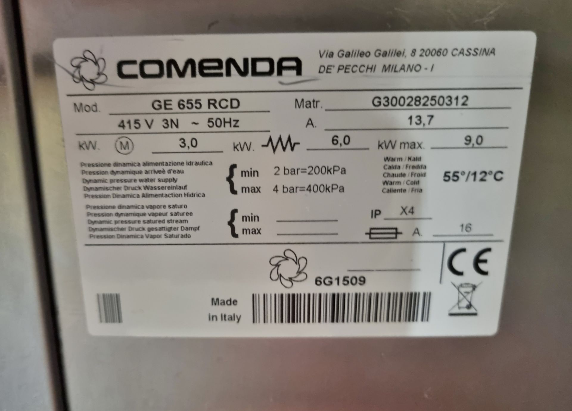 Comenda GE655 RCD hood-type dishwasher - Image 5 of 5