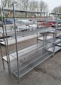 Stainless steel 4 tier mesh shelving - 180x45x185cm