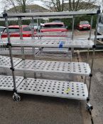Stainless steel 4 tier mobile shelving - L150 x W60 x H181