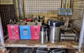 Catering equipment including cutlery, teapots, scales, hot drink flasks and condiment dispensers