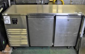 Precision MCU 223 stainless steel 2 door counter fridge