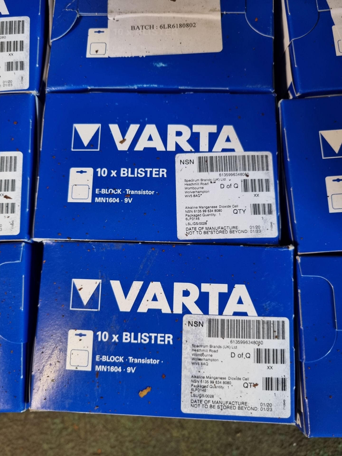83x packs of individual Varta Eblock transistor MN1604-9 Volt batteries 10 in a pack - Image 3 of 5