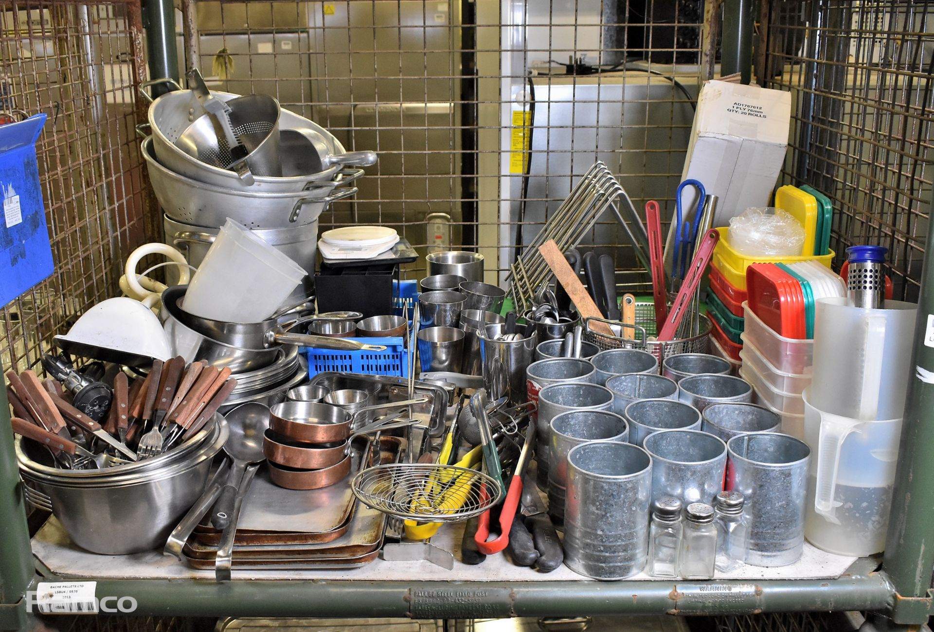 Catering equipment - pans, oven cooking trays, colanders, cutlery and utensils