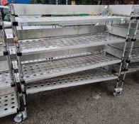 Stainless steel 4 tier mobile shelving - L180 x W60 x H167cm
