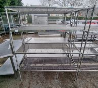 Stainless steel 4 tier mesh shelving - 155x60x185cm