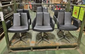 6x Leather armchairs from East Lindsey council chambers - 5x L61 x W62 x H86cm, 1x L62 x W62 x H95cm