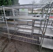 Stainless steel 4 tier mesh shelving - 150x60x185cm