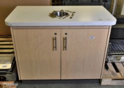 Wooden counter top cabinet with waste chute - 112 x 60 x 88cm
