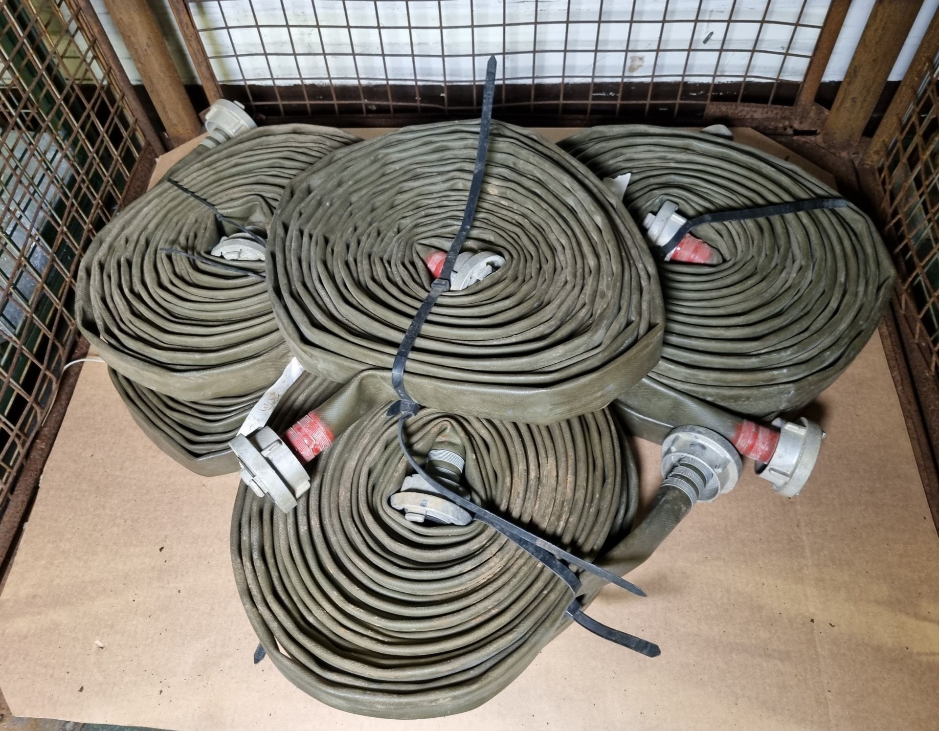 7x Layflat green hose with PVR-1/89 couplings - approx length: 20m, approx diameter: 45mm - Bild 2 aus 3