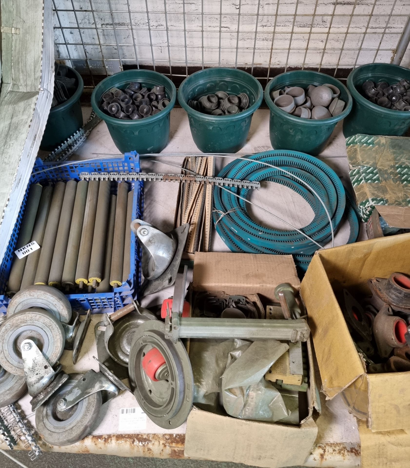 Mixed lot of rollers, wheels, end caps, alligator belt joiners - Image 3 of 8