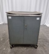 3 tier mobile, metal cabinet with 2 lockable doors