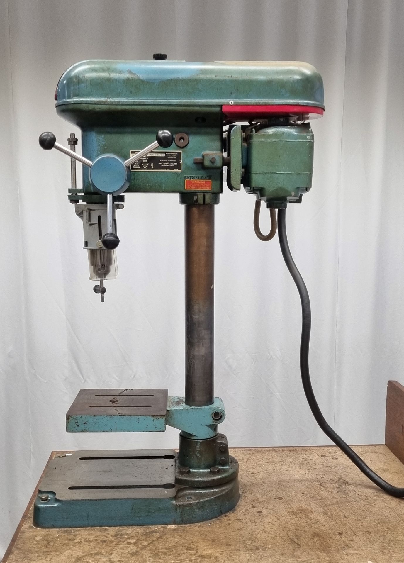 Wooden workbench with Meddings 9373/LT/III pillar drill - Image 12 of 21