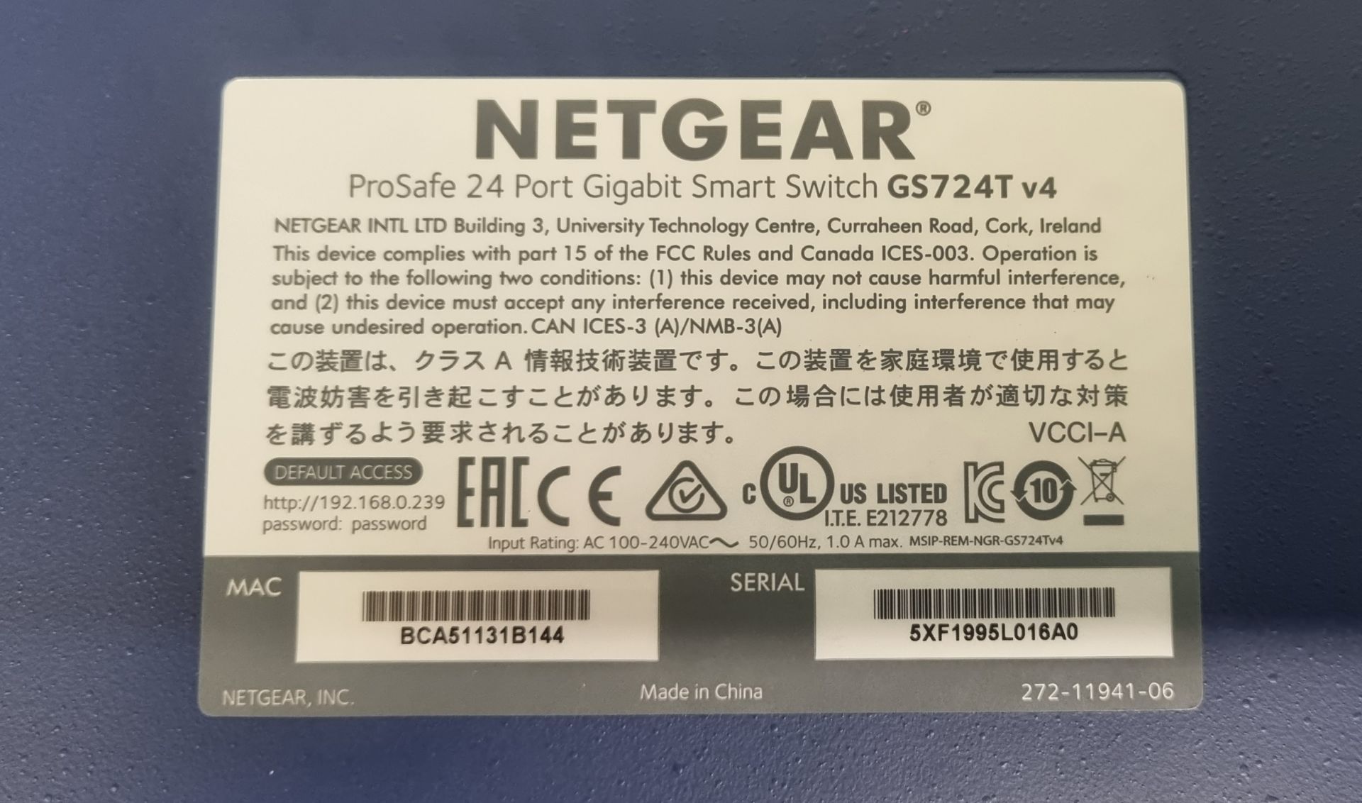 Netgear GS742T 24 port gigabit network switch (rack mountable) - Image 9 of 11