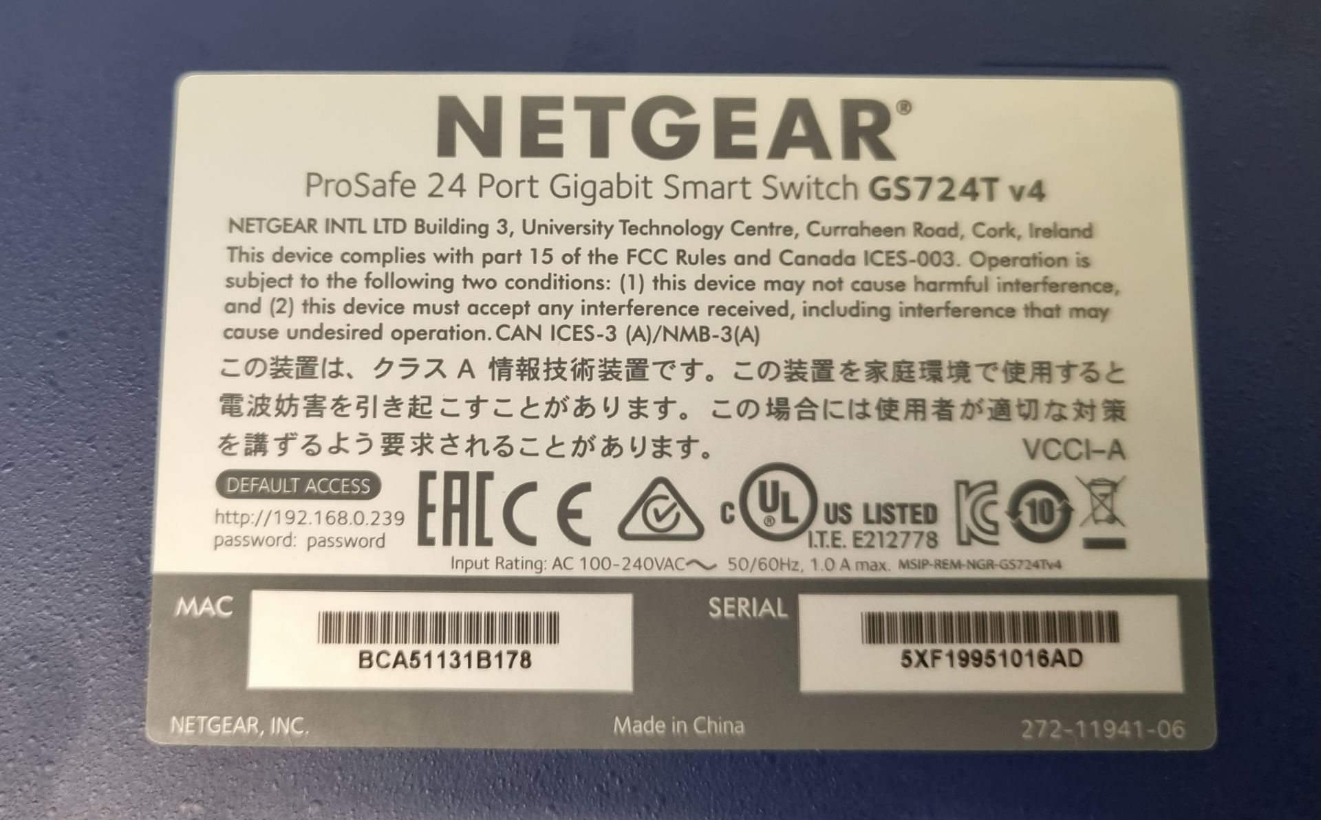 Netgear GS742T 24 port gigabit network switch (rack mountable) - Image 6 of 7