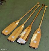 4x wooden open canoe paddles