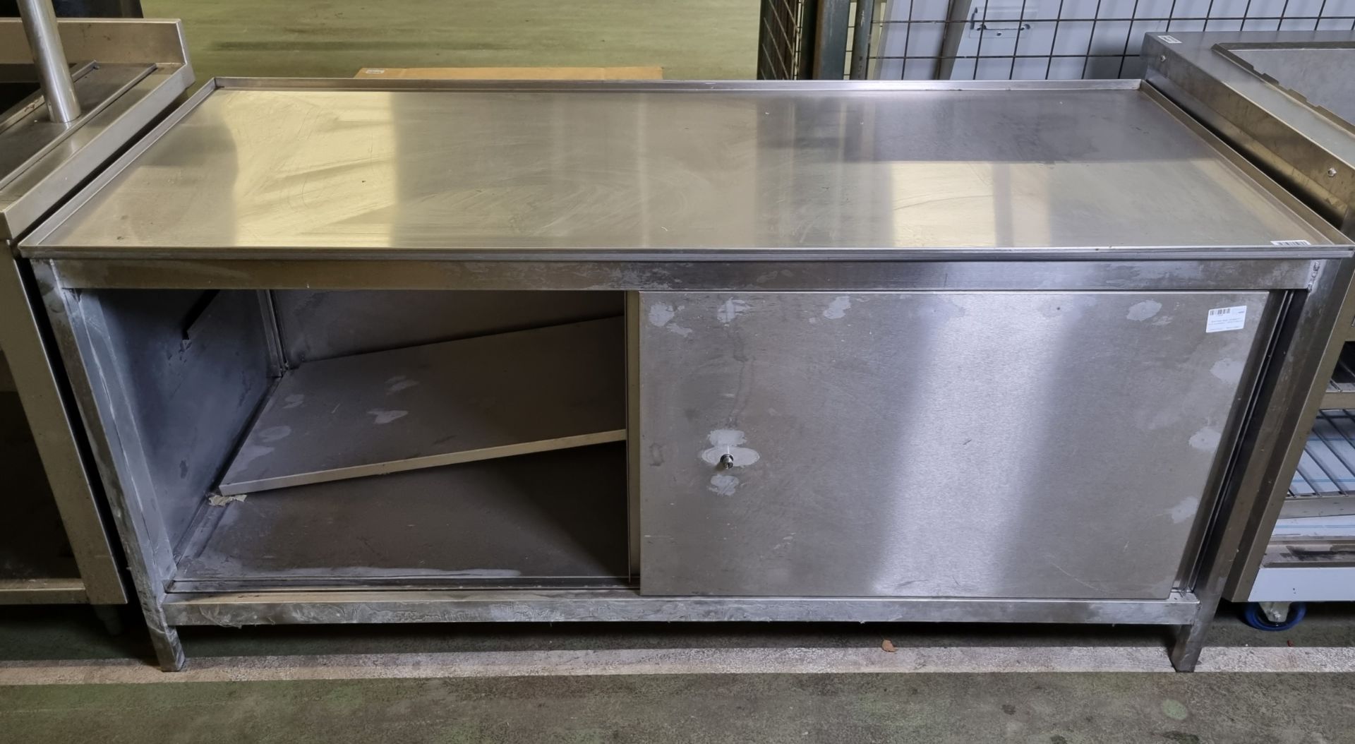 Stainless steel workbench and cupboard - 180 x 75 x 80cm