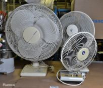 3x Desk fans - 3 different sizes