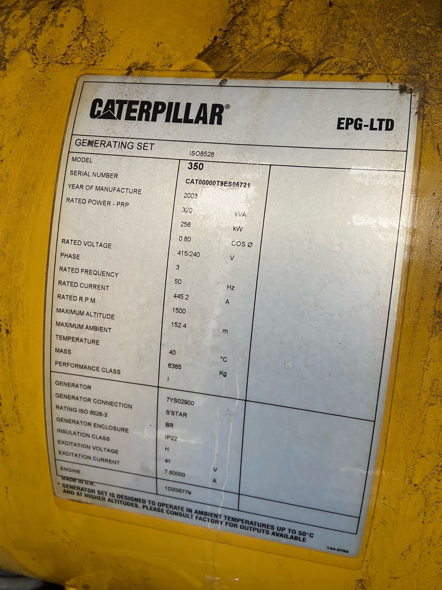 Caterpillar 320KVA 256kW Generator 445Amps per phase at 415v - 50Hz - 1500RPM - see description - Image 14 of 17