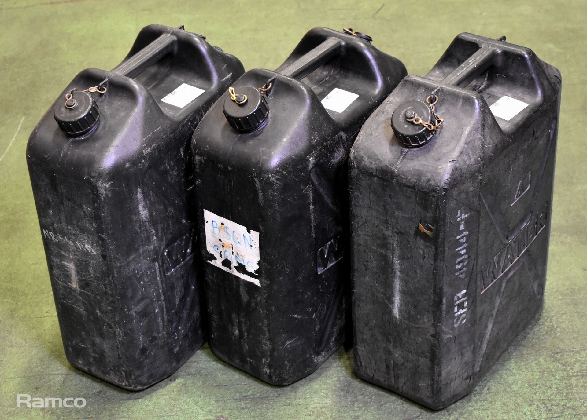 3x Black 20 litre Jerry cans