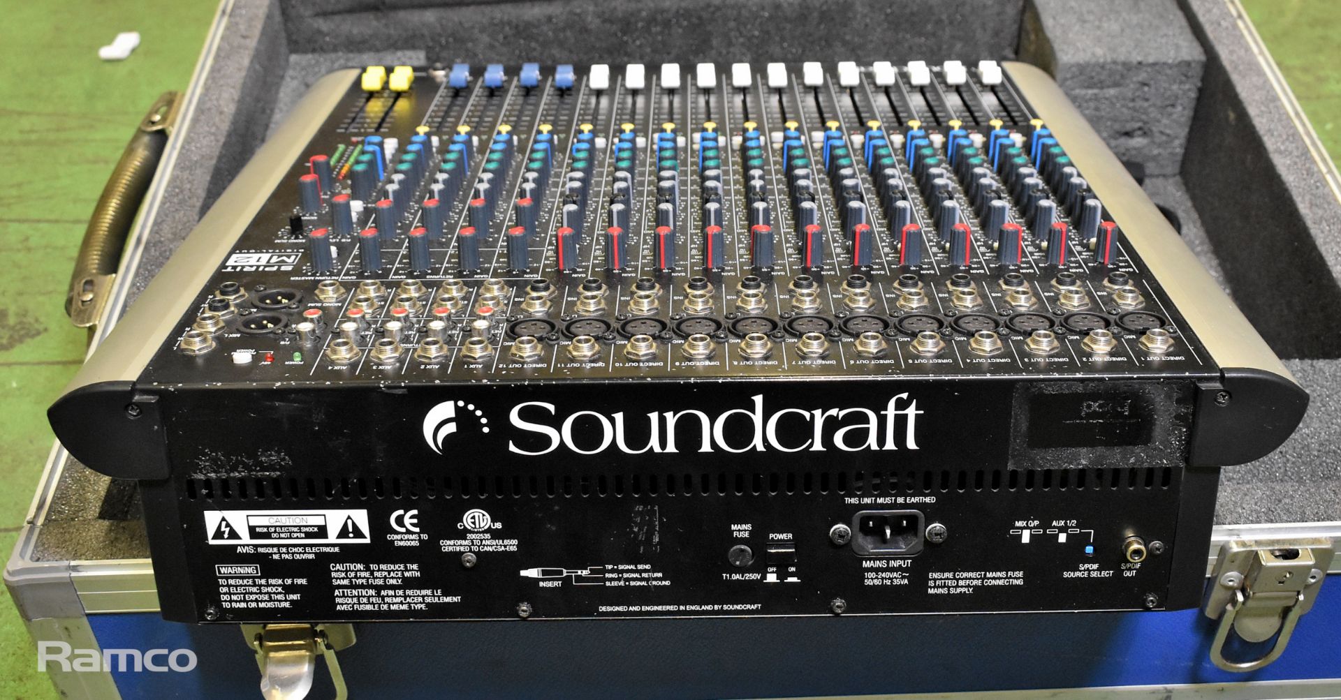 Soundcraft Spirit M12 12 channel audio mixer in flight case - Image 4 of 6