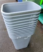 13x Rubbermaid 2957 deskside plastic waste bins - dimensions: 39 x 28 x 50cm