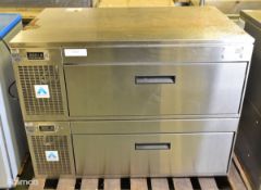 Adande stainless steel double drawer counter fridge