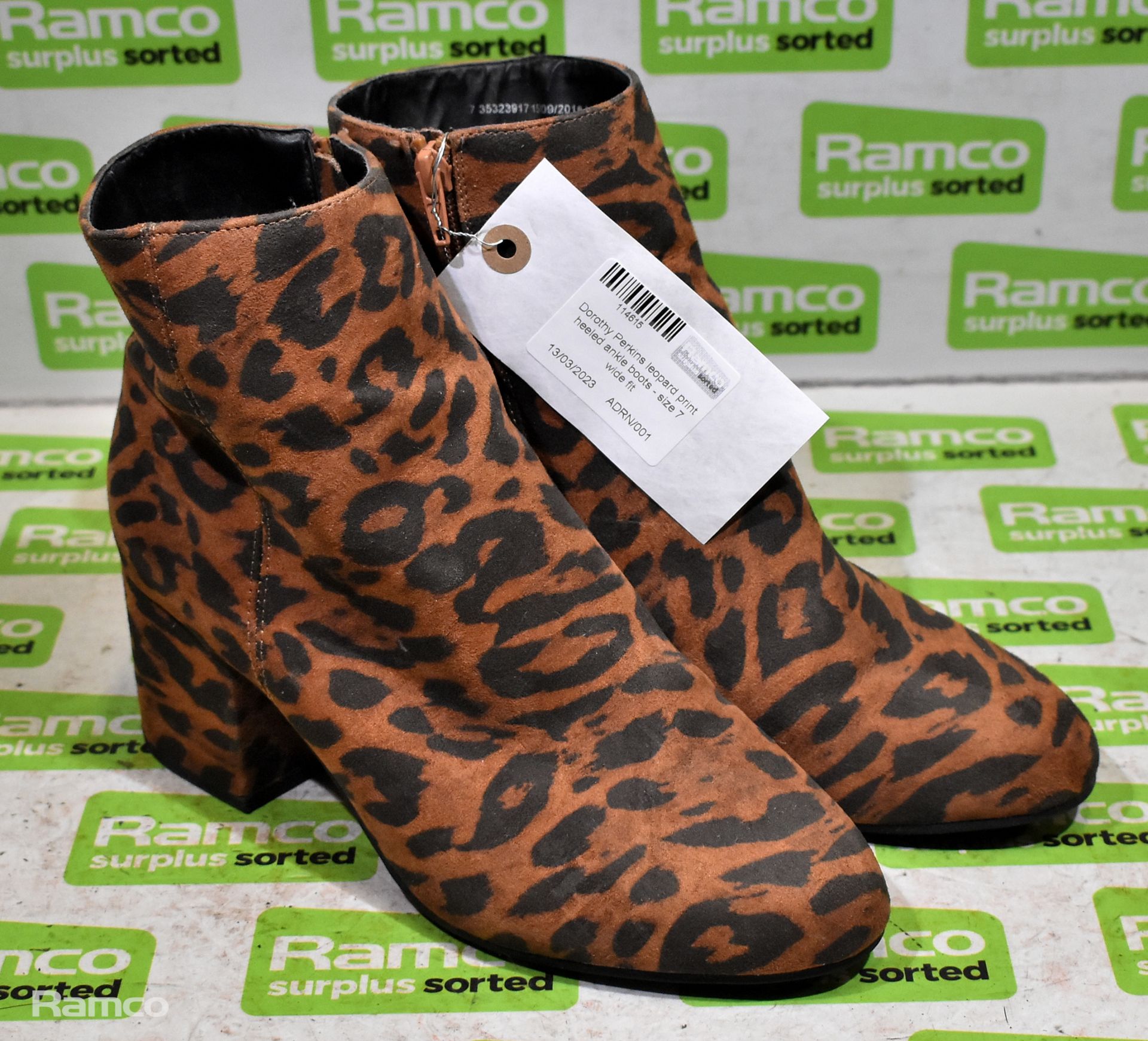 Dorothy Perkins leopard print heeled ankle boots - size 7 wide fit