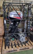 Mariner 40 Marathon, 40Hp Outboard motor Serial No 2B106307 in travel cage with Barrus 5L fuel tank