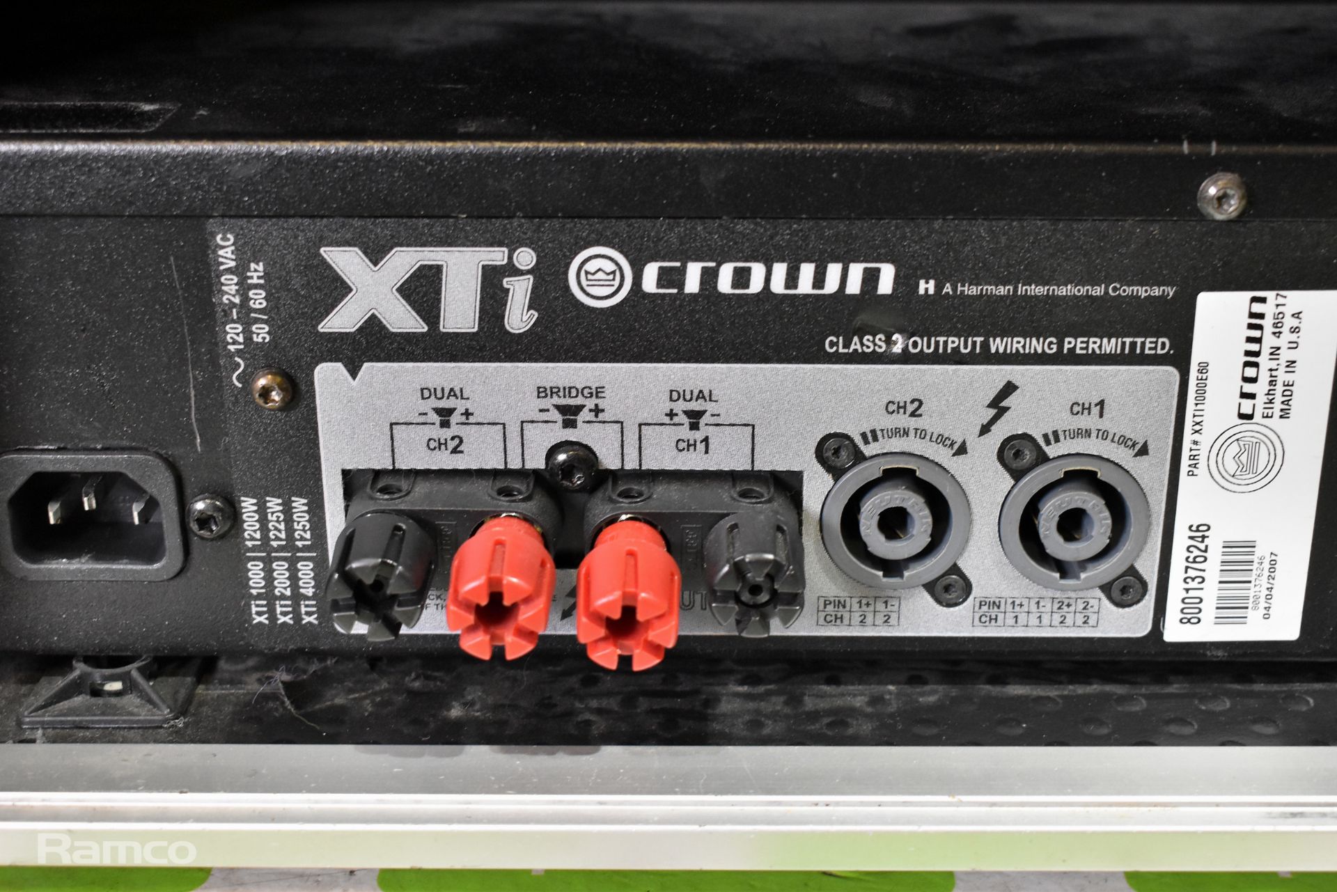 Crown XTI1000 amplifier fixed into flight case - Image 5 of 5