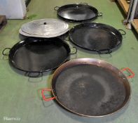 4 x large paella pans and 2 x lids - approx. 70cm diameter