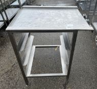 Stainless steel pass through dishwasher table with tray racking - dimensions: 70 x 60 x 90cm